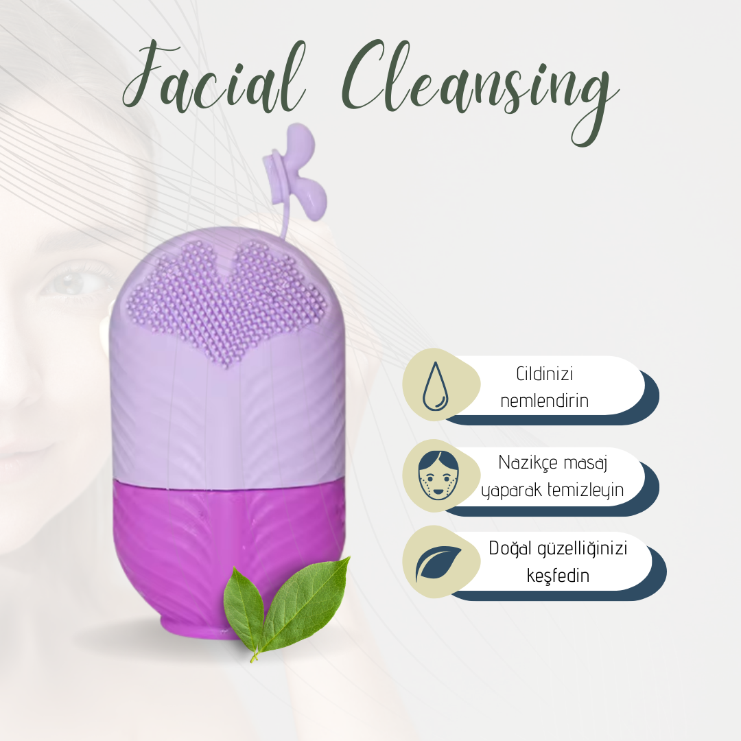 Silikon Yüz Temizleme Ve Buz Masaj Aleti Mor
