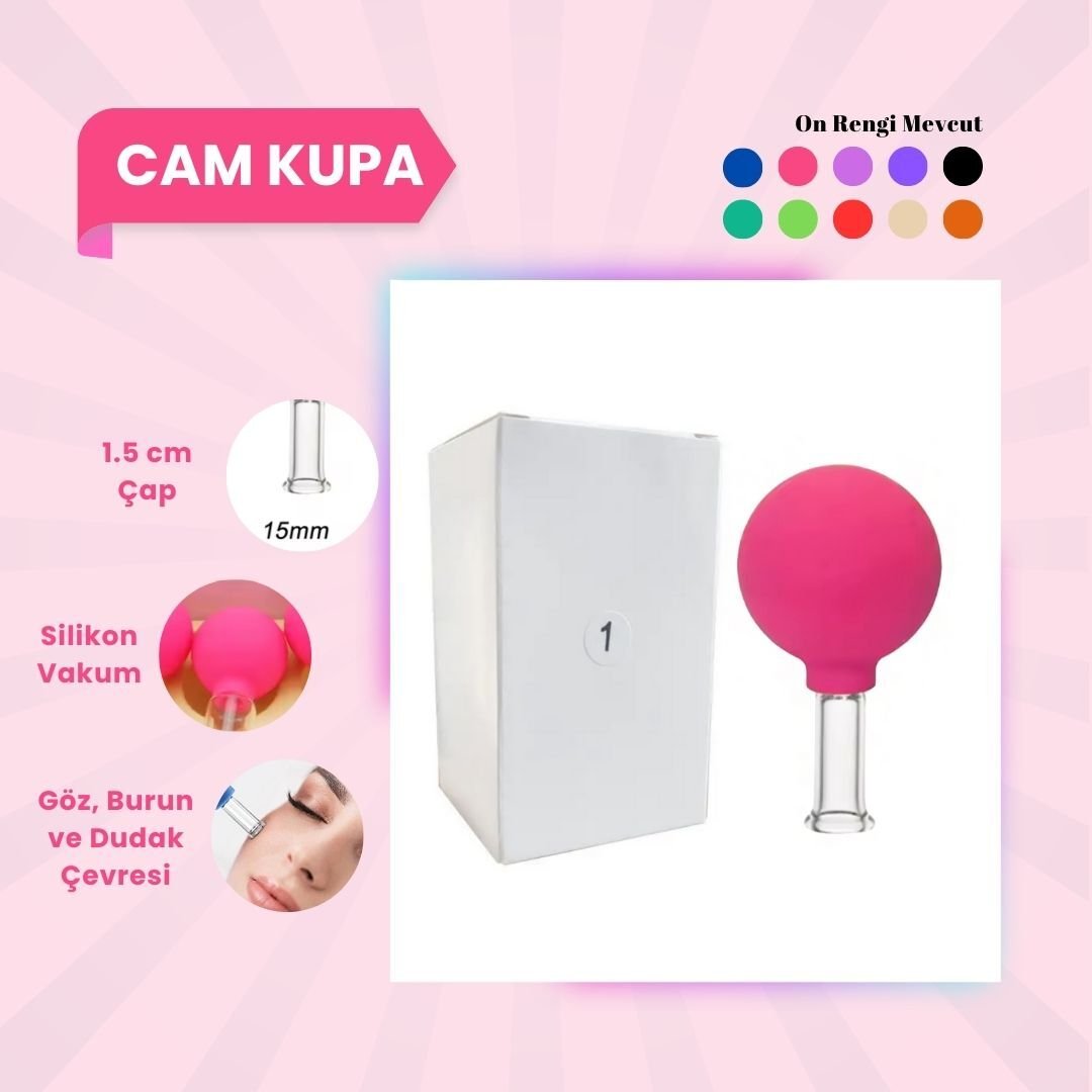 Silikon Vakumlu Cam Yüz Masaj Kupası No:1 Pembe