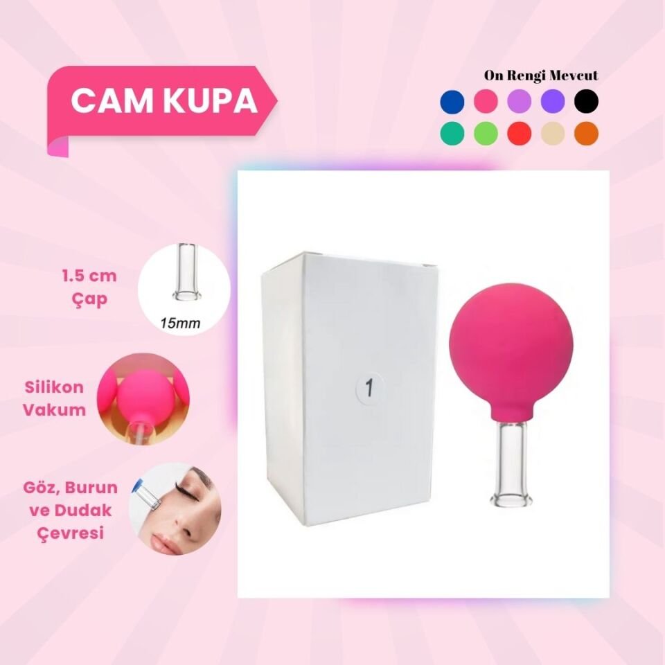 Silikon Vakumlu Cam Yüz Masaj Kupası No:1 Pembe
