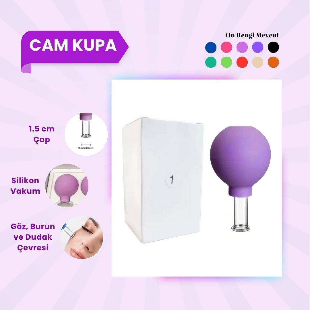 Silikon Vakumlu Cam Yüz Masaj Kupası No:1 Koyu Mor