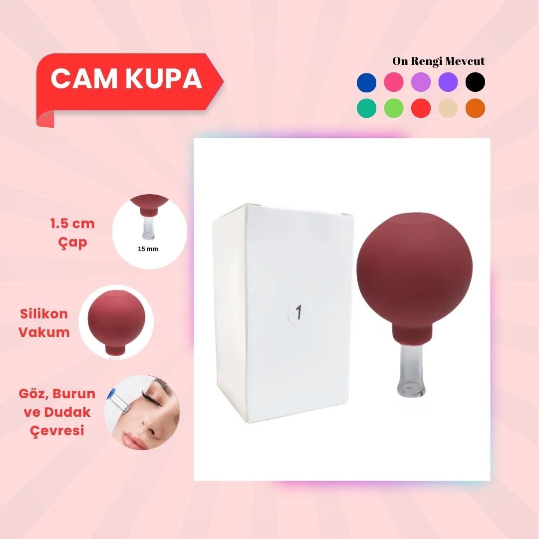 Silikon Vakumlu Cam Yüz Masaj Kupası No:1 Kırmızı