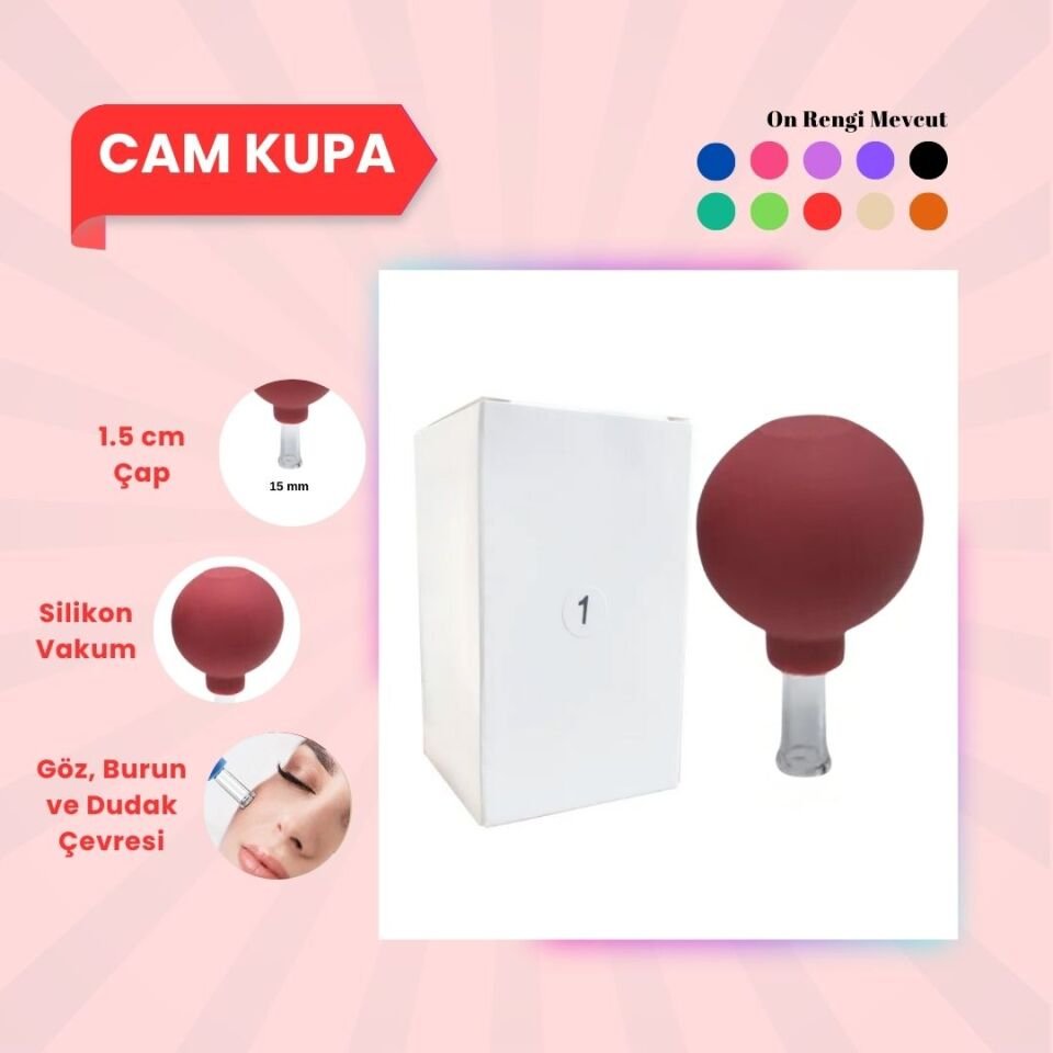 Silikon Vakumlu Cam Yüz Masaj Kupası No:1 Kırmızı