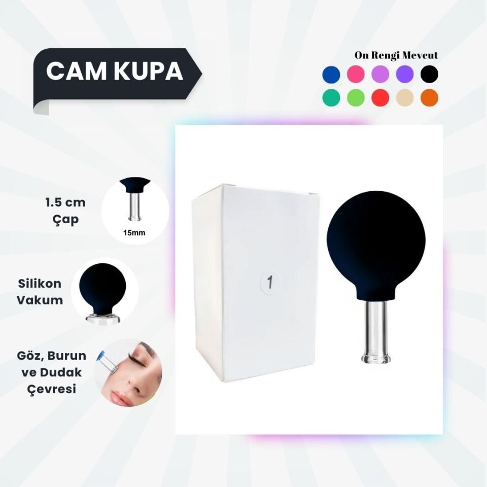Silikon Vakumlu Cam Yüz Masaj Kupası No:1 Siyah