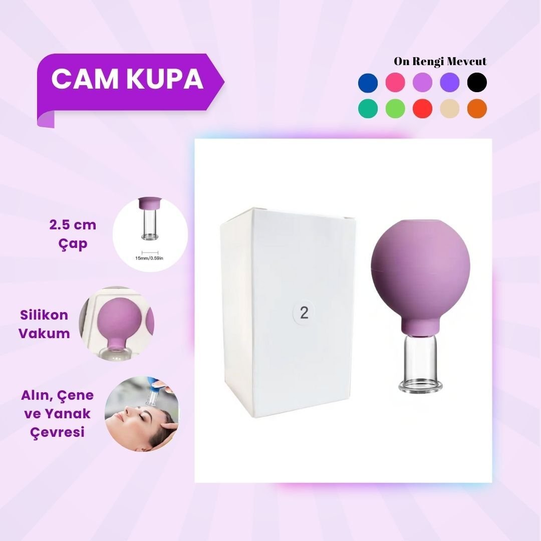 Silikon Vakumlu Cam Yüz Masaj Kupası No:2 Mor