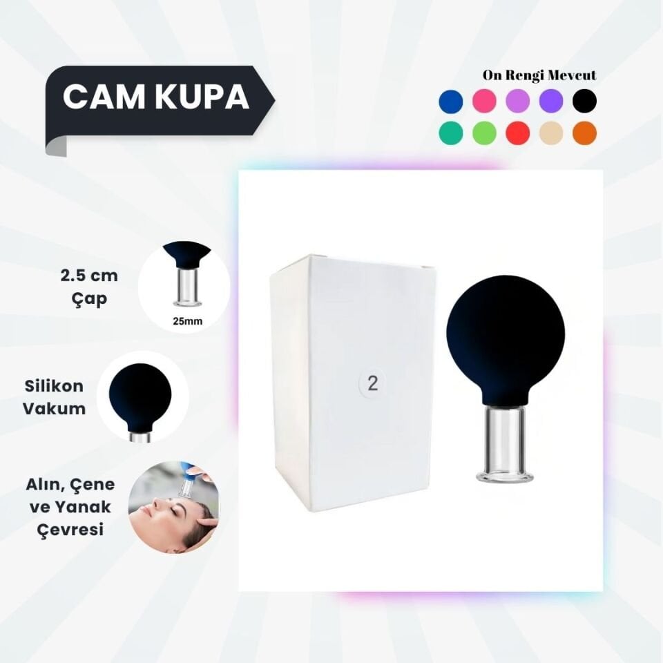 Silikon Vakumlu Cam Yüz Masaj Kupası No:2 Siyah