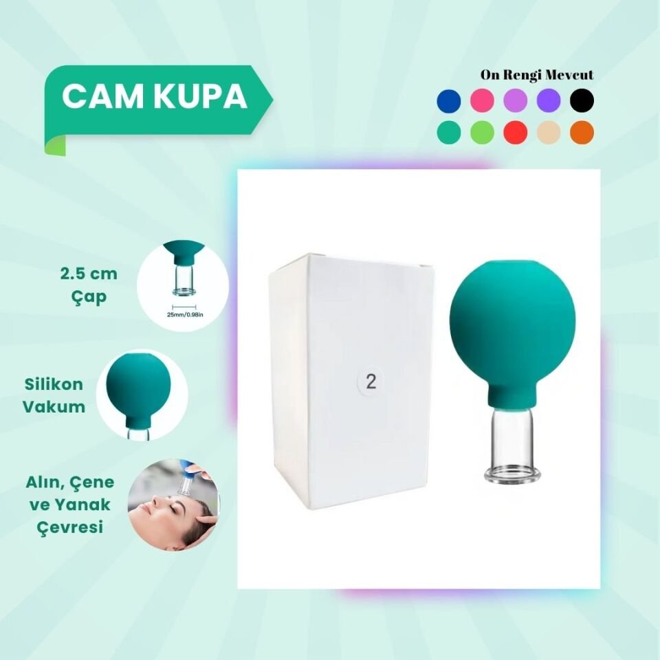 Silikon Vakumlu Cam Yüz Masaj Kupası No:2 Yeşil