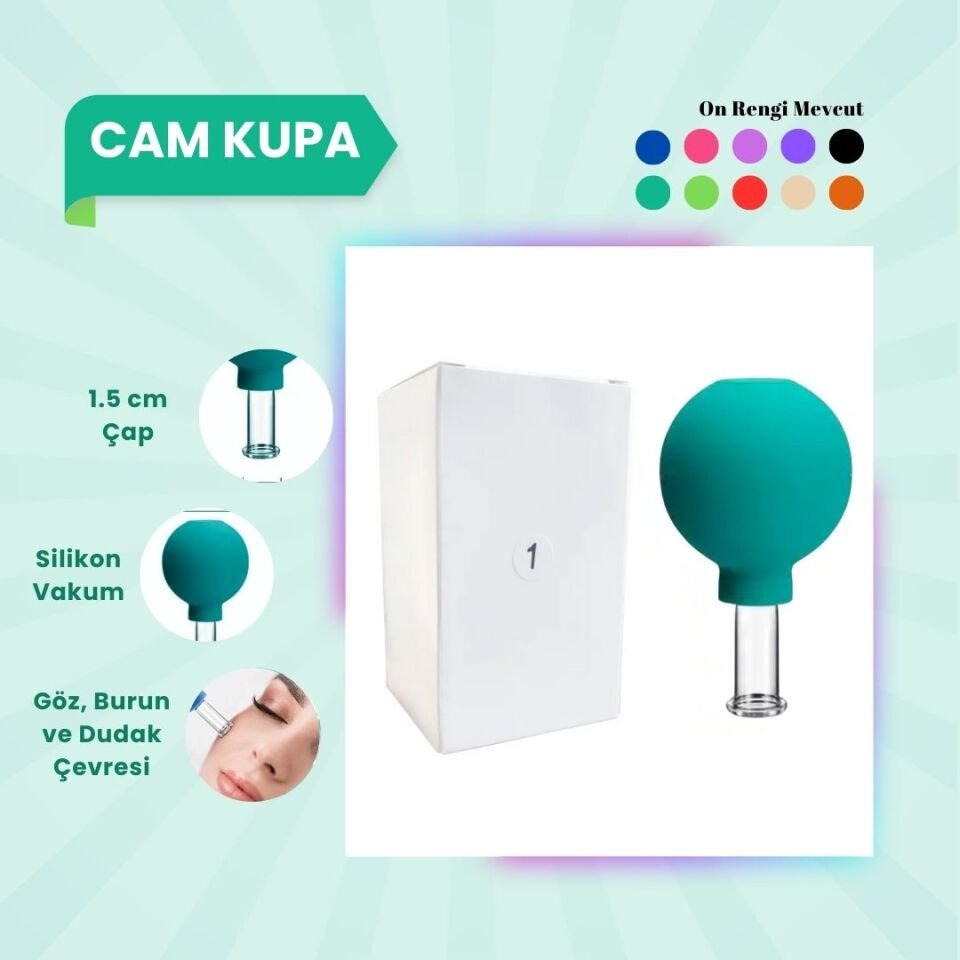 Silikon Vakumlu Cam Yüz Masaj Kupası No:1 Yeşil