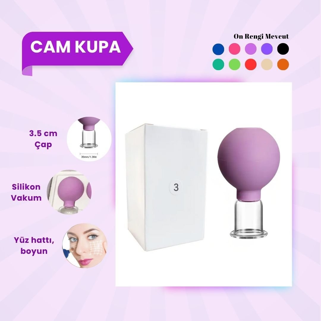 Silikon Vakumlu Cam Yüz Masaj Kupası No:3 Mor