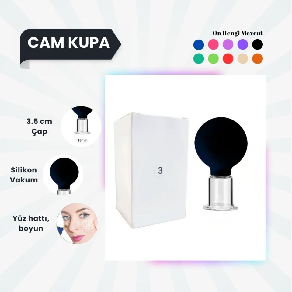 Silikon Vakumlu Cam Yüz Masaj Kupası No:3 Siyah