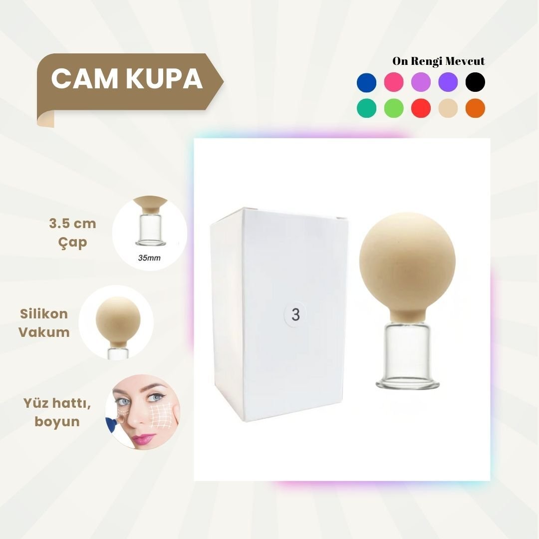 Silikon Vakumlu Cam Yüz Masaj Kupası No:3 Bej