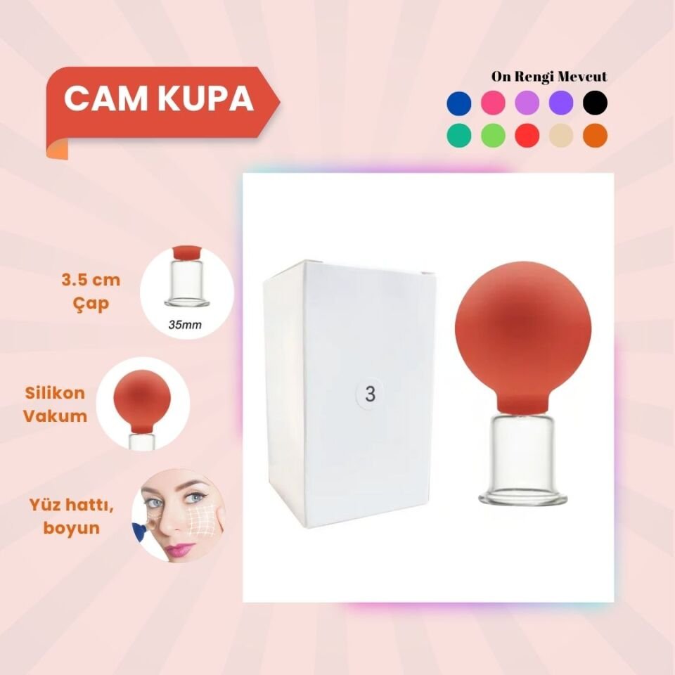 Silikon Vakumlu Cam Yüz Masaj Kupası No:3 Turuncu
