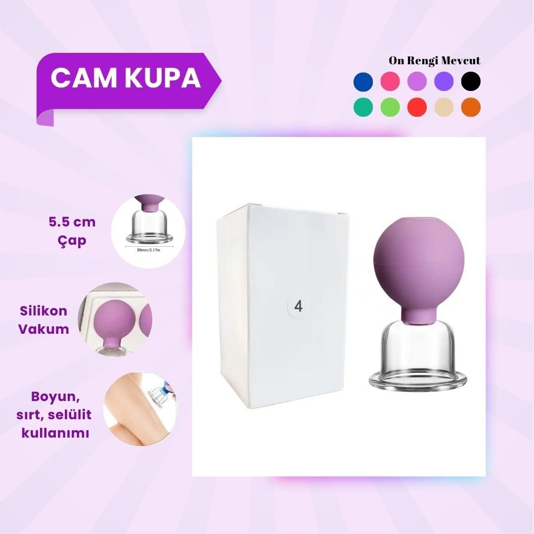 Silikon Vakumlu Cam Yüz Masaj Kupası No:4 Mor