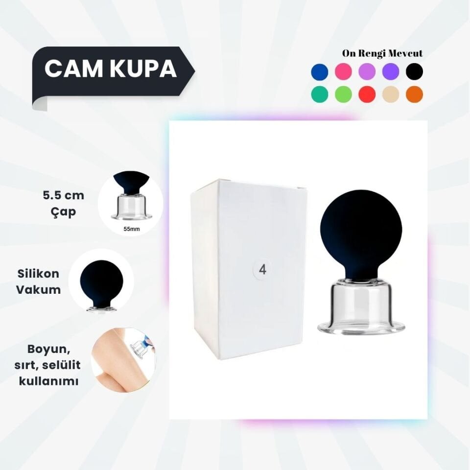 Silikon Vakumlu Cam Yüz Masaj Kupası No:4 Siyah