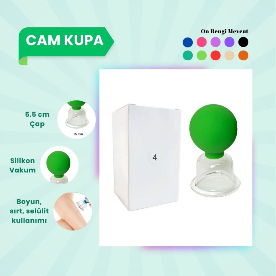 Silikon Vakumlu Cam Yüz Masaj Kupası No:4 Açık Yeşil