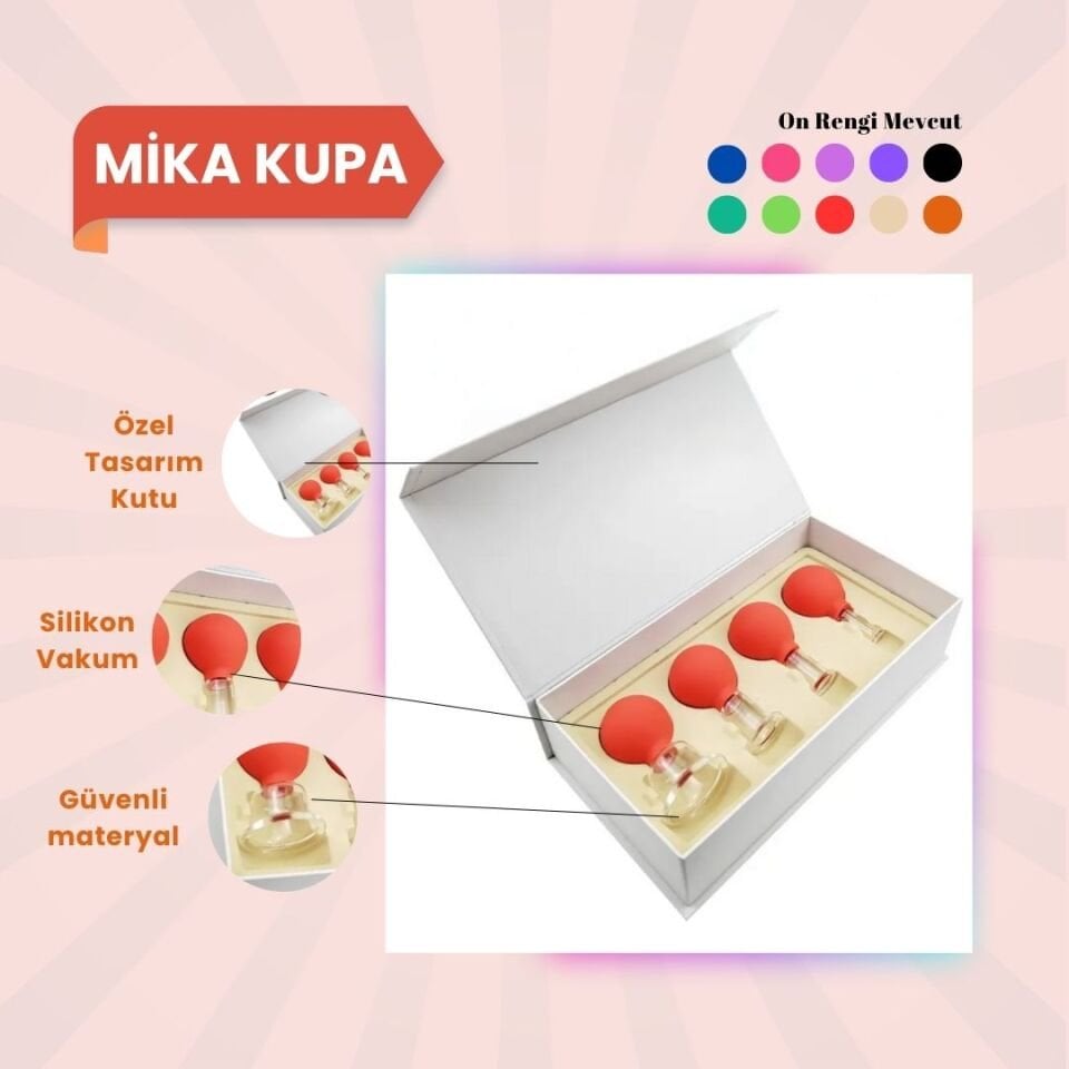 Silikon Vakumlu Mika Yüz Masaj Kupası 4'lü Set Turuncu