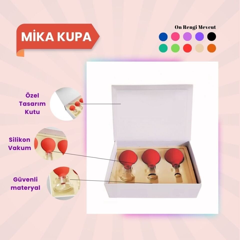 Silikon Vakumlu Mika Yüz Masaj Kupası 3'lü Set Turuncu