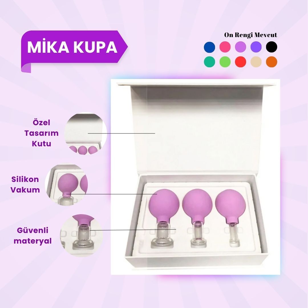 Silikon Vakumlu Mika Yüz Masaj Kupası 3'lü Set Mor