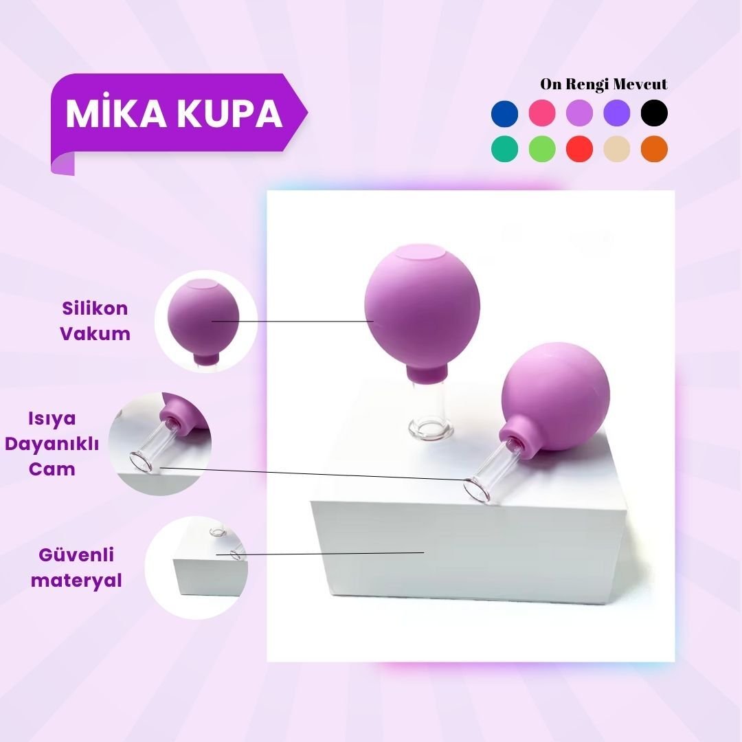 Silikon Vakumlu Mika Yüz Masaj Kupası 2'li Set Mor