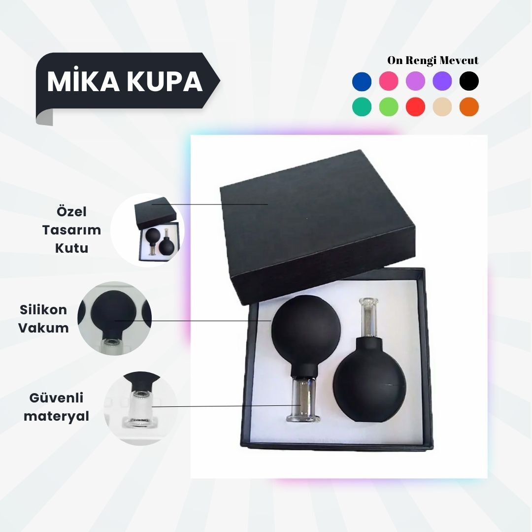 Silikon Vakumlu Mika Yüz Masaj Kupası 2'li Set Siyah
