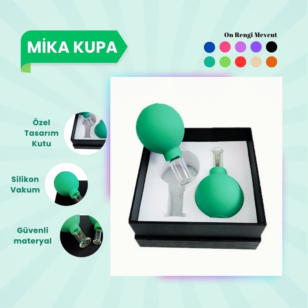 Silikon Vakumlu Mika Yüz Masaj Kupası 2'li Set Açık Yeşil