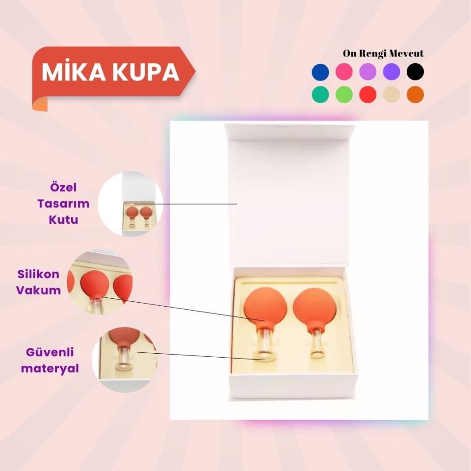 Silikon Vakumlu Mika Yüz Masaj Kupası 2'li Set Turuncu