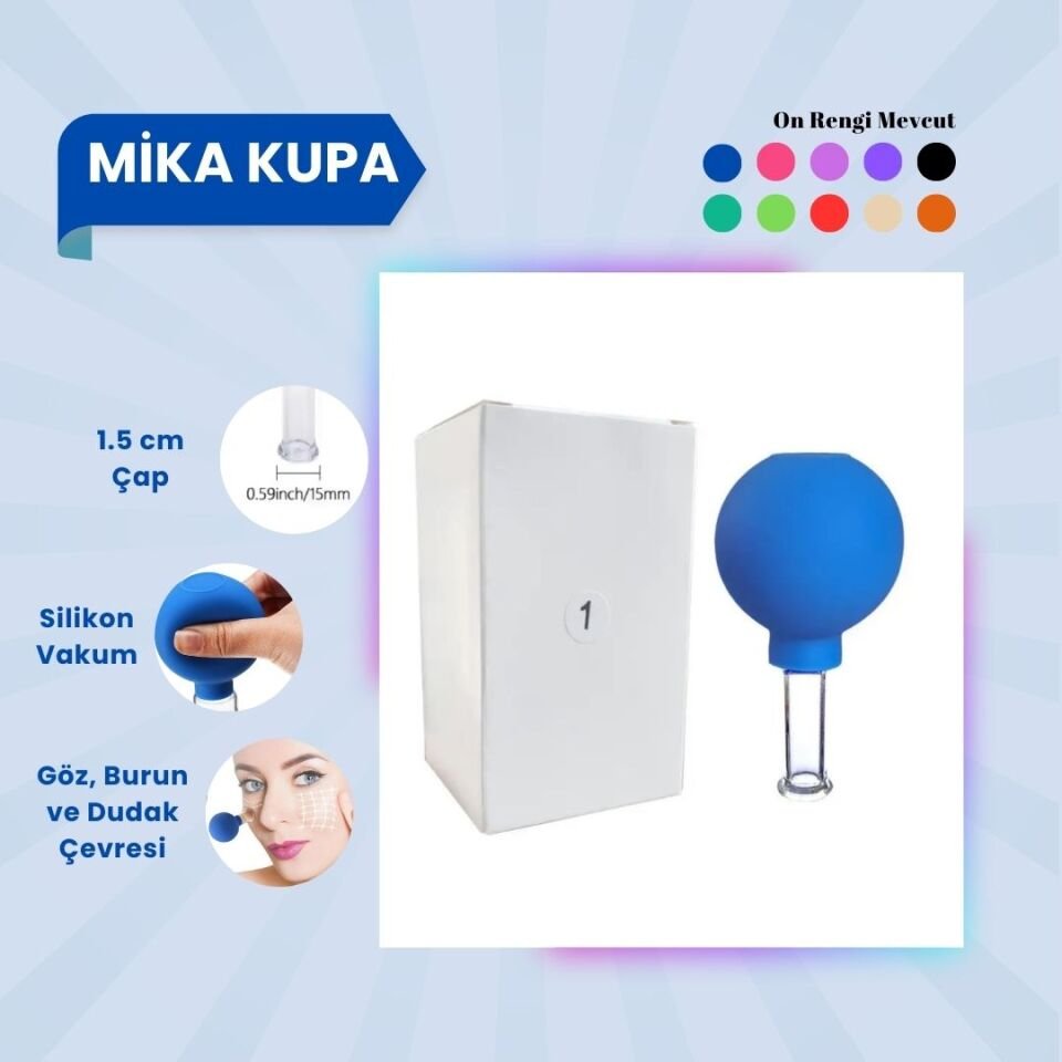 Silikon Vakumlu Mika Yüz Masaj Kupası No:1 Mavi