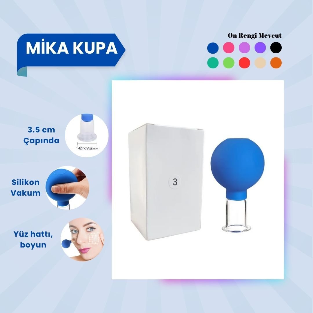 Silikon Vakumlu Mika Yüz Masaj Kupası No:3 Mavi