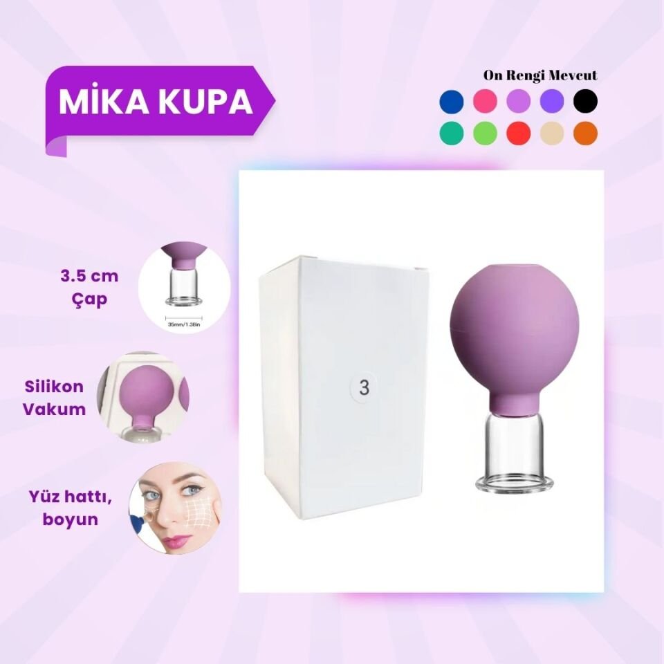 Silikon Vakumlu Mika Yüz Masaj Kupası No:3 Mor