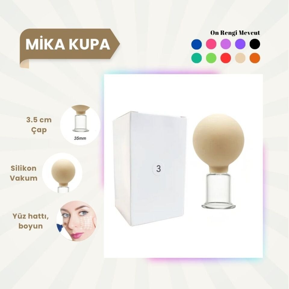 Silikon Vakumlu Mika Yüz Masaj Kupası No:3 Bej