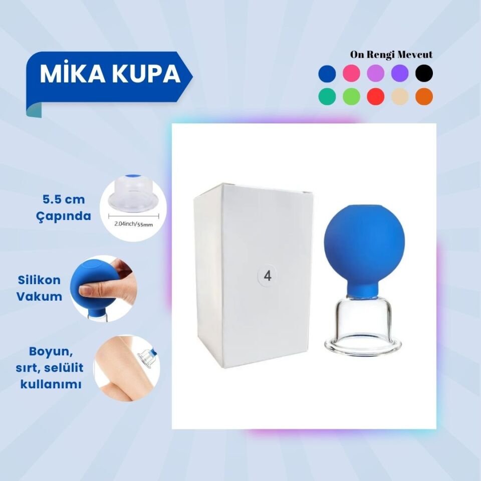 Silikon Vakumlu Mika Yüz Masaj Kupası No:4 Mavi