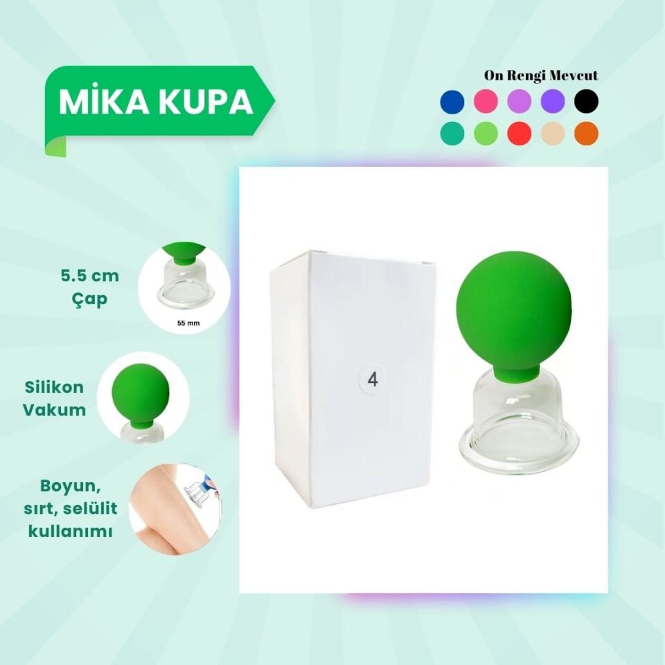 Silikon Vakumlu Mika Yüz Masaj Kupası No:4 Açık Yeşil