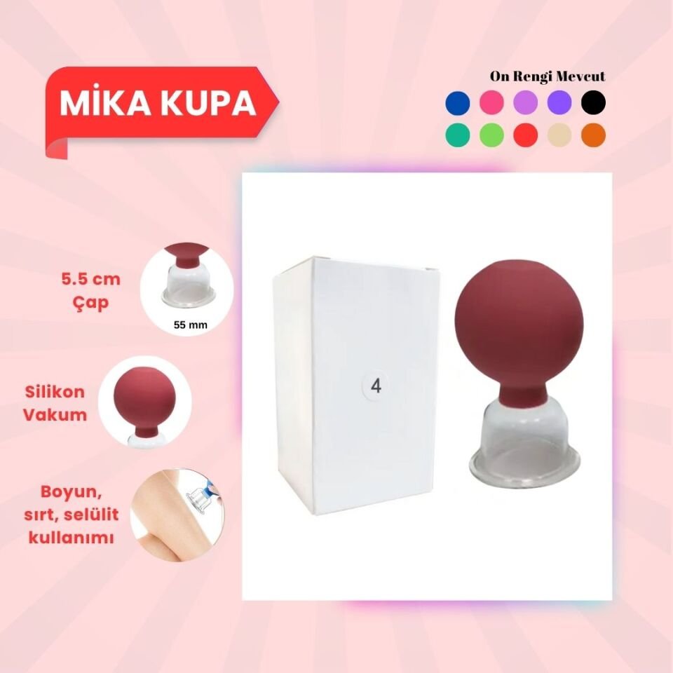 Silikon Vakumlu Mika Yüz Masaj Kupası No:4 Kırmızı