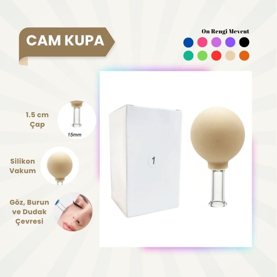 Silikon Vakumlu Cam Yüz Masaj Kupası No:1 Bej