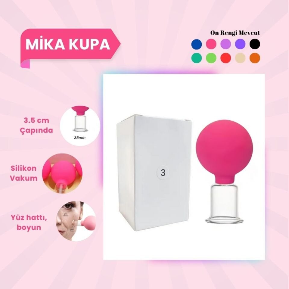 Silikon Vakumlu Mika Yüz Masaj Kupası No:3 Pembe