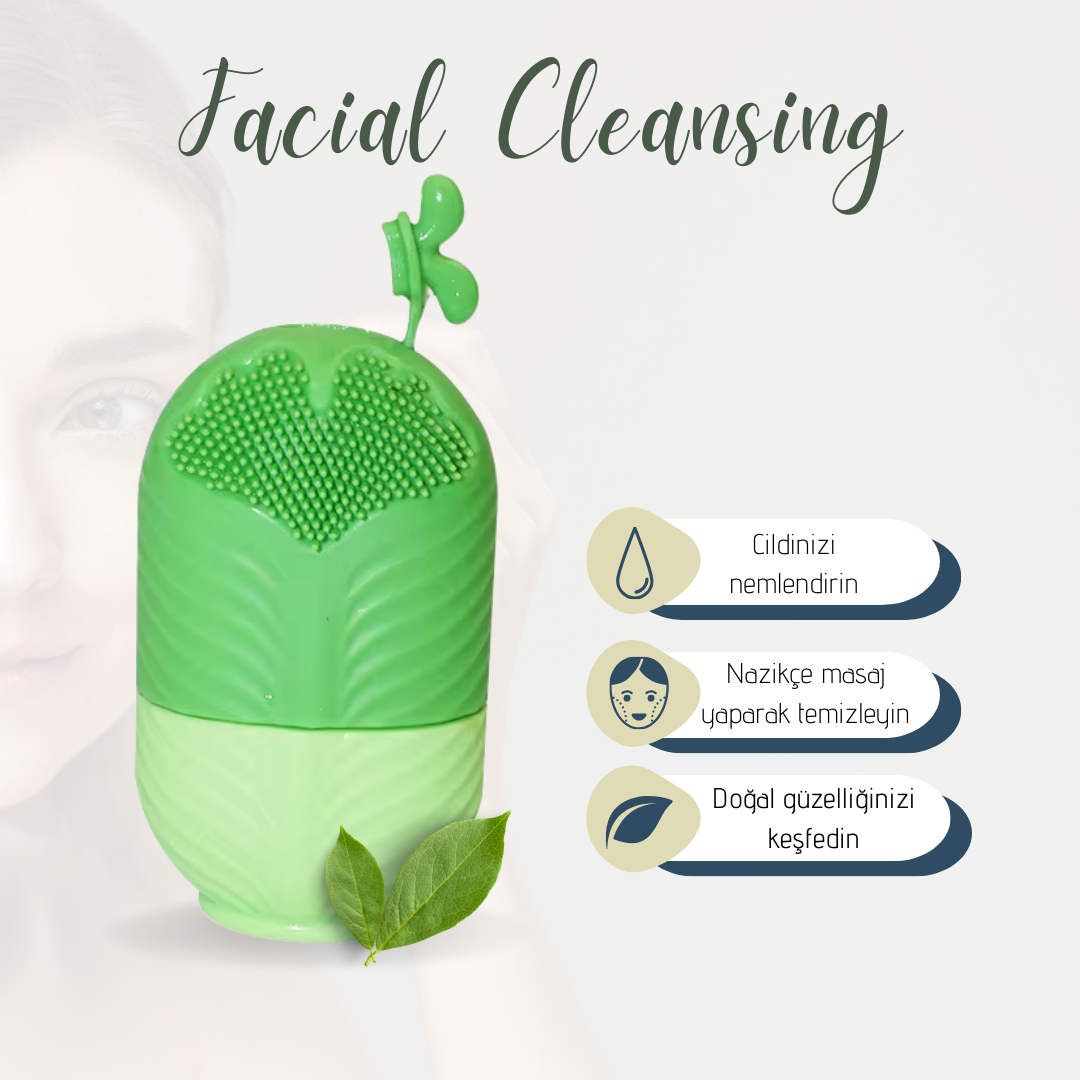 Silikon Yüz Temizleme Ve Buz Masaj Aleti Yeşil
